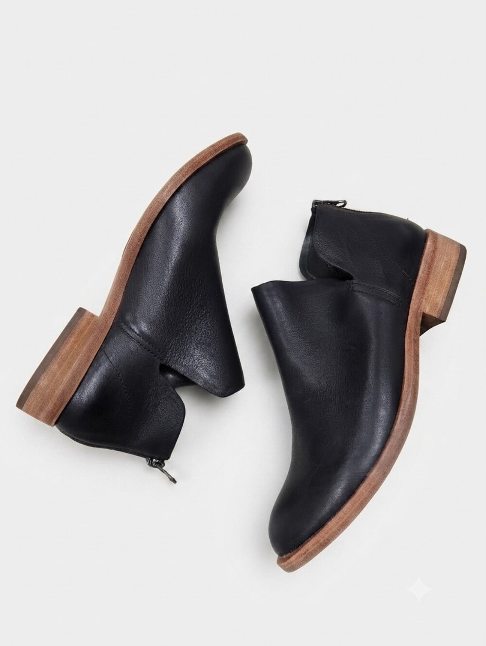 Kork-Ease "Renny" Black Leather Ankle Booties - Women's Size 6 M